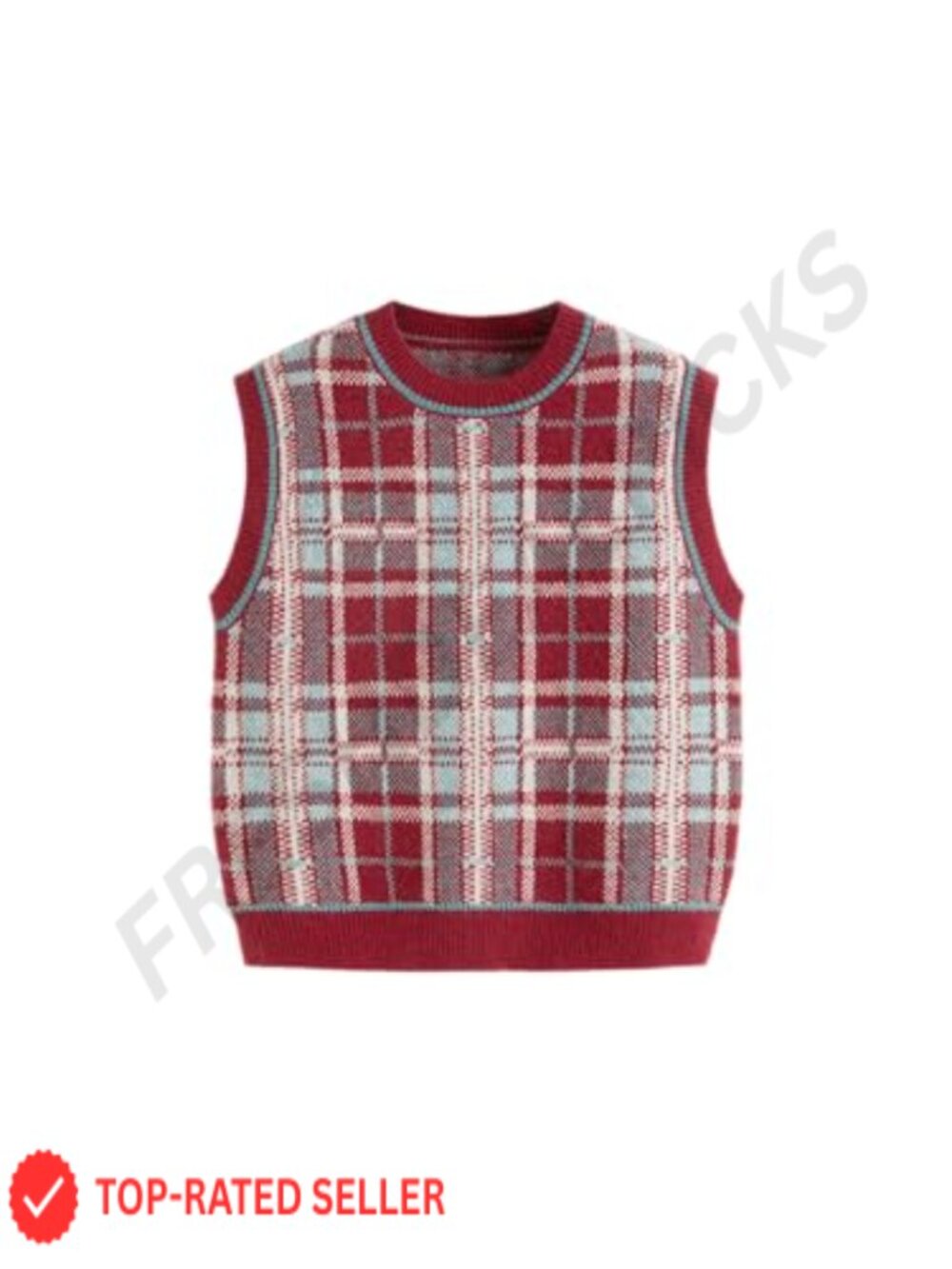 CIDER Geometric Knit Sweater Vest Crew Neck Sleeveless Cropped